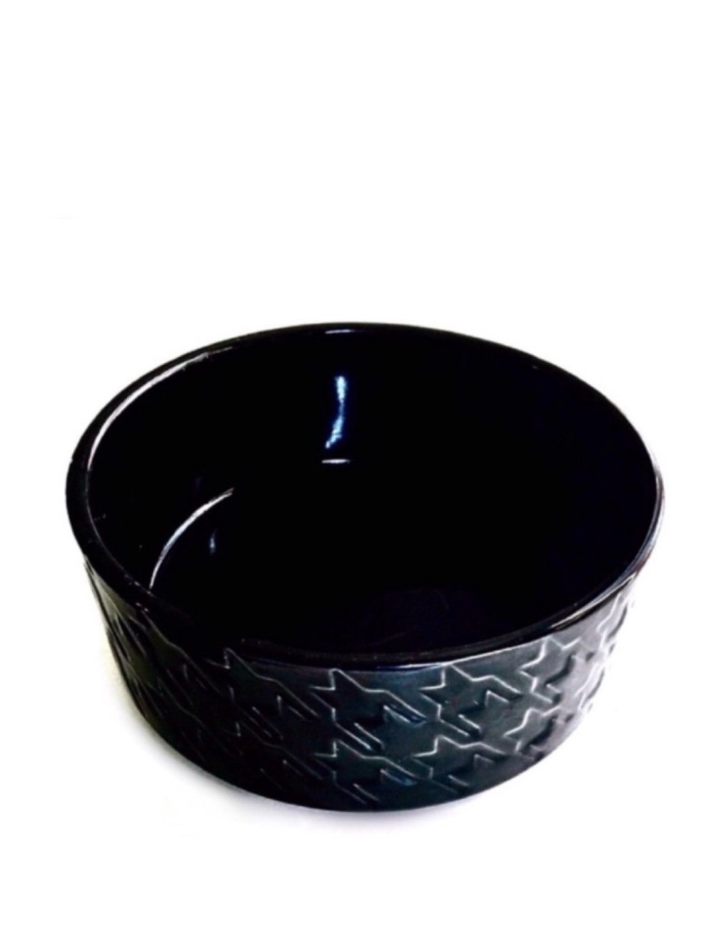 "Ziggy” Ceramic Dog Food Bowl in Black Houndstooth